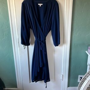 Navy Blue wrap around dress.  Worn one time to class reunion.